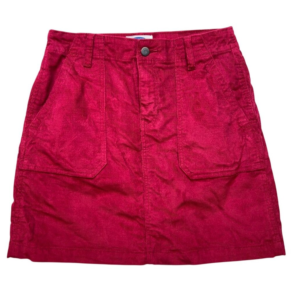 Old Navy Women's High Waist Corduroy Mini Skirt Stretch Size 2 Dark Red Pockets